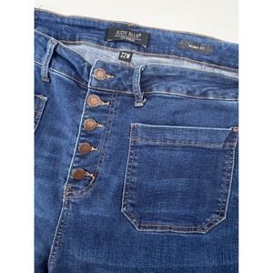 Judy Blue Skinny Fit Dark Wash Button Fly Patch Pocket Jeans 22W High Rise